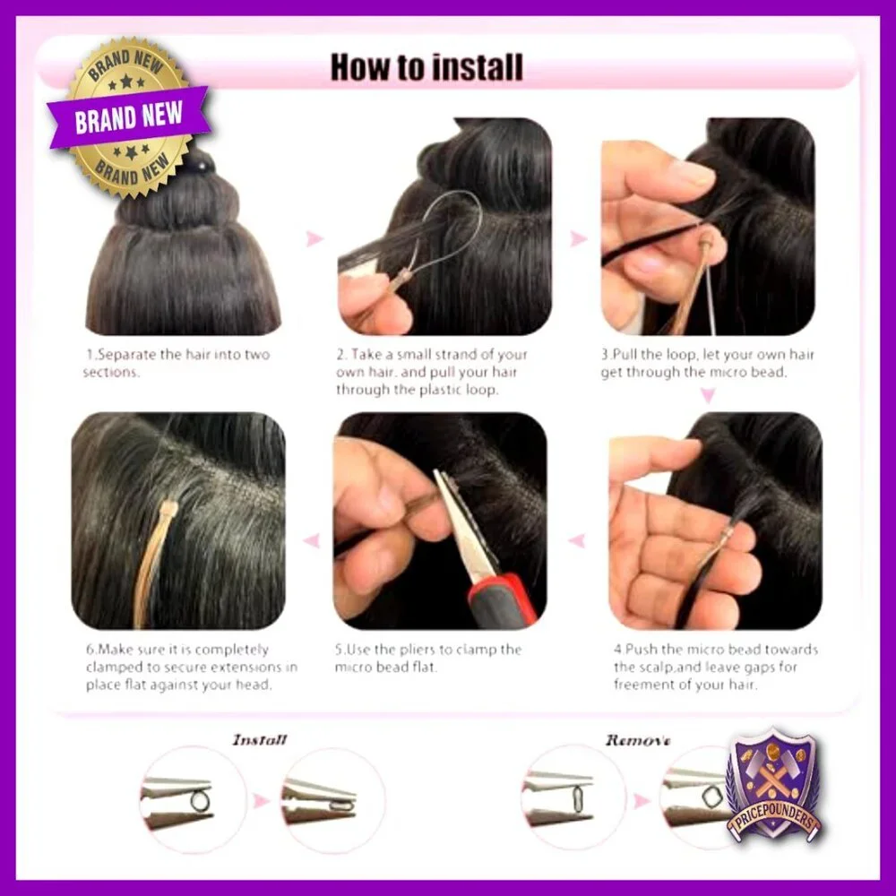 Silky Straight Human Hair Extensions 20 Inch 50g Micro Bead Remy